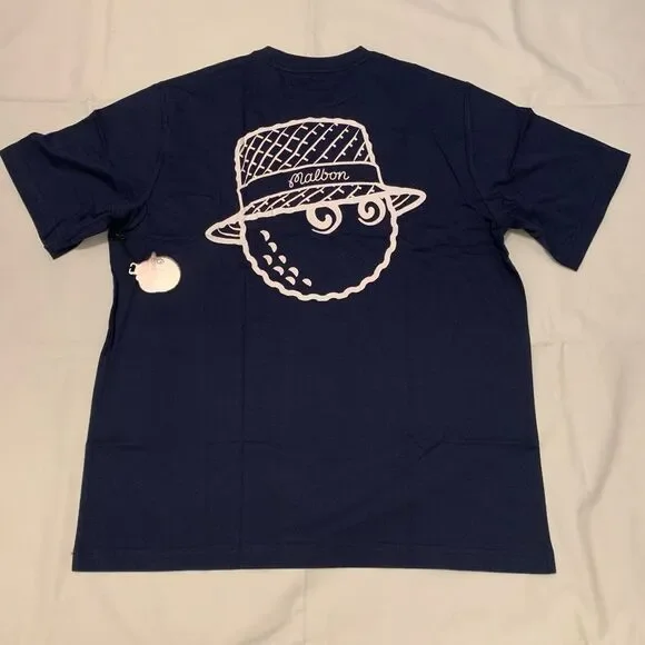 *RESERVED* Malbon Golf sz XXL Bucket Hat Bon Script SS Logo T-shirt Round Navy - Picture 1 of 6